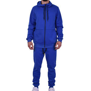 Sweat à capuche bleu royal entièrement zippé avec cordon de serrage et pantalon de jogging assorti, qualité supérieure, survêtement technique en molleton pour homme, vêtements de sport personnalisés - Product Image 5