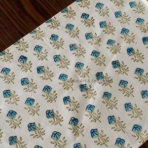 Trắng & bầu trời xanh Ấn Độ bông vải tay khối in bông bảng <span class=keywords><strong>Runner</strong></span> - Product Image 5