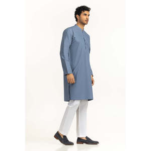 Kurta en coton pour homme KR-STY25-073 avec salwar kameez coupe classique pour les fêtes estivales - Product Image 2