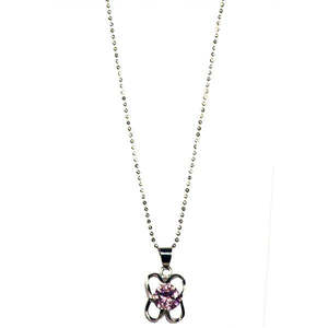 Kriaa Colgante Chapado en Plata con Cuarzo Rosa Austriaco Topacio Diamante 1200917-Caja de Moda y Cadena de Hoja Material de Latón - Product Image 1