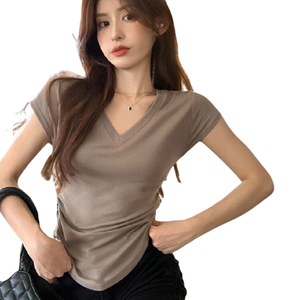 เสื้อยืดผู้หญิงลายสัตว์ คอวี ทรงเข้ารูป ผ้าไหม/ผ้าฝ้าย กันยับ ดีไซน์ใหม่ แฟชั่น คุณภาพสูง สินค้าส่งออก - Product Image 3