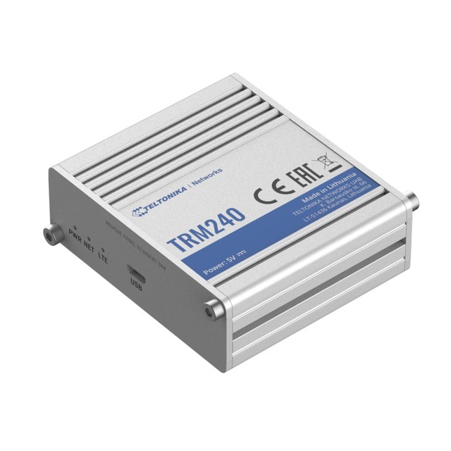 Industrial modem Teltonika TRM240, 4G/LTE (Cat 1), 3G, 2G, mini SIM, IP30