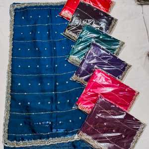 Saree de Style indien en soie d'organza pure avec fil élégant Zari paillettes travail long chemisier pièce pour les mariages et les fêtes des femmes - Product Image 1