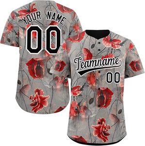 Camiseta de béisbol de alta calidad de servicio rápido, camisas con botones personalizadas, número de nombre cosido o impreso para niño adulto - Product Image 2