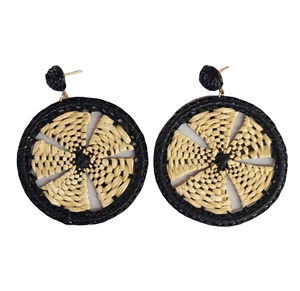 Súper Venta de pendientes de rafia de paja a la moda, venta al por mayor, accesorios de mujer en forma de abanico, pendientes de rafia para mujer - Product Image 1