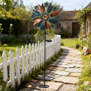 WONDER GARDEN Outdoor Metall-Kunstdeko Windspiel Windmühle Kinetische Rost-Wetterbeständige Bodenmontierte Skulptur für Garten und Terrasse - Product Image 2