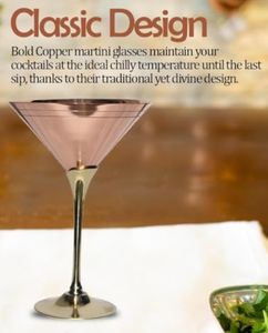 Verre à Martini en cuivre pur Verre à cocktail de qualité alimentaire de qualité supérieure avec tige en laiton pour les fêtes et cadeaux de restaurants de bar à domicile - Product Image 2