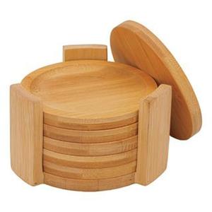 Grooved Bamboo <b>Coaster</b> <b>Set</b> Round <b>Holder</b> Natural Drink Mat Table Surface Protection Eco Friendly Kitchen Bar Restaurant Drink Pad - Product Image 4