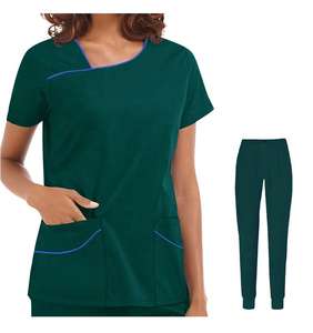 Ensembles de blouses médicales pour femmes, tricotés, écologiques, infroissables, imprimés, style jogger, avec boutons ajustés - Product Image 4