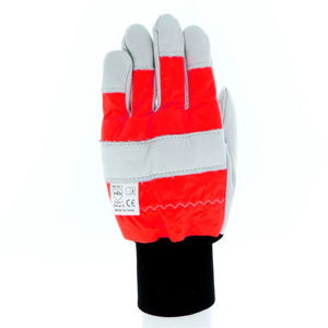 Guantes de motosierra de color rojo, cuero de cabra resistente a Cortes, mano izquierda, 12 capas, forro antimotosierra, Clase 1, seguridad protectora roja/blanca - Product Image 2