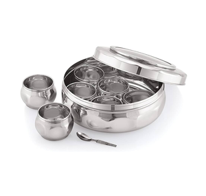 Caja de especias de acero inoxidable, 7 compartimentos con tapa, caja de especias de acero con espejo, utensilios de cocina, precio superior - Product Image 3