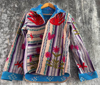 Chemise-veste en coton vintage Kantha Suzani faite à la main – Surchemise matelassée réversible bohème pour femmes