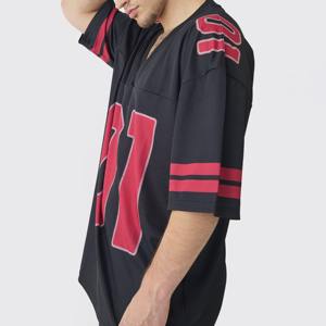 Camiseta Deportiva de Malla Personalizada de Alta Calidad, Estilo Jersey Holgado, Cuello en V, Corta, Cuadrada, Unisex, para Fútbol Americano, 100% Poliéster - Product Image 2