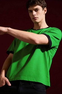 T-shirt ample et court à coupe carrée avec impression numérique personnalisée, blanc, 100% coton tricoté respirant pour homme - Product Image 3