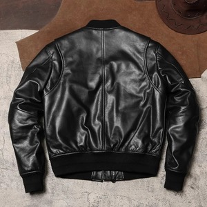 2025 OEM veste en cuir de vachette marron classique pour hommes coupe-vent d'hiver avec col en fourrure amovible style bombardier en gros - Product Image 4