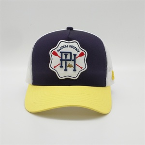 Conception de logo personnalisé OEM hommes Vintage 3D Écusson brodé Bulk Trucker Casquette de baseball 5 Panel Cotton Mesh Snap Back Business - Product Image 2