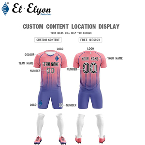 Camiseta de fútbol con cuello en V de manga corta transpirable ligero de secado rápido 100% poliéster nombre del equipo personalizado ropa de fútbol Unisex adulto - Product Image 2