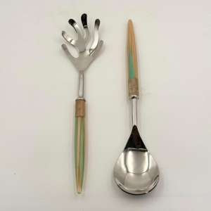 Handmade Stainless Steel Salad Server Set of 2 with Resin Handle Shiny Polish Finish Used for <b>Home</b> Hotel Bar and Restaurant - Product Image 2