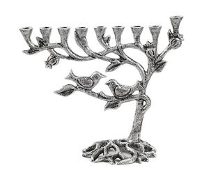 Menorah en métal design classique à 9 têtes avec bougeoir en argent brillant pour mariage de Noël et décoration intérieure - Product Image 2