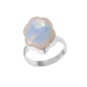 Bague d'éternité bohème en argent sterling 925 pour femme classique Rainbow Moonstone Vermeil Bezel Setting Nickel-Free Gold Plated - Product Image 2