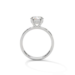 2.0ct Round Brilliant Cut Moissanite <b>Solitaire</b> <b>Ring</b> with Pave Set Band 925 Sterling <b>Silver</b> - Product Image 5
