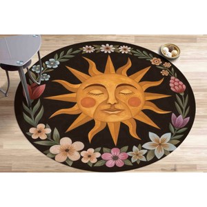 Alfombra Estampada - Diseño Moderno Boho con Flores, Fácil de Limpiar, Alfombra de Chenilla - Product Image 2