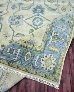 พรมลายนามธรรมสมัยใหม่ขนาด 9x12 ฟุต แบบอูชัก พรมวินเทจลายตะวันออกขนาด 10x14 ฟุต สำหรับพื้นที่สวดมนต์ พรมปูพื้นแบบปมตุรกีสีโทนอ่อนขนาด 9x12 ฟุต สำหรับใช้ในบ้านและชุดพรม - Product Image 5