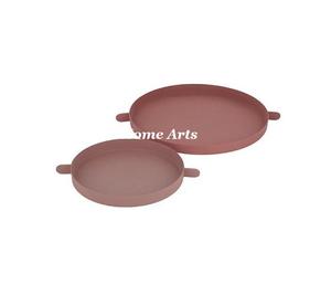 Ensemble de 2 plateaux à nourriture en cuir de tailles différentes, design tendance, forme ronde, plateau de service pour desserts, best-seller - Product Image 4