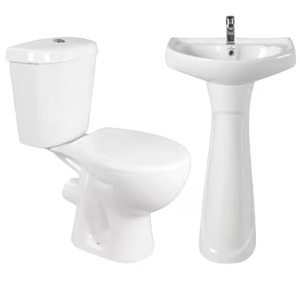 Céramique 2 pièces toilette sanitaire salle de bain montage au sol traditionnel en céramique pas cher 2 pièces toilette et lavabo ensemble prix Dubaï - Product Image 1