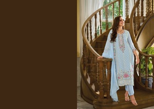 New Heavy Soft <b>Organza</b> Dupatta with Fancy Embroidery Work Moti Work & Lace Enhanced Heavy <b>Silk</b> for Indian Pakistani Clothing - Product Image 6