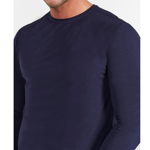 Conception personnalisée, qualité supérieure, vente en gros, meilleure vente, séchage rapide, couleur bleu marine, coton, personnalisé, manches longues, t-shirts pour hommes - Product Image 2