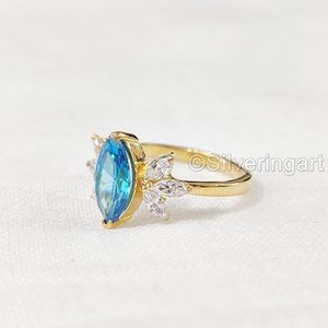 Anillo de Mujer con Topacio Azul Natural, Piedra de Nacimiento de Noviembre, Anillo Apilable Pequeño, Joyería de Plata de Ley 925 - Product Image 3