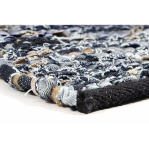 Handmade Modern Cowhide Leather <b>Rug</b> Multicolor Rectangle Hallway Carpet for Home Office - Product Image 3