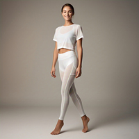 Leggings de Mujer Transpirables, Tejidos con Malla Transparente, Ecológicos, de Secado Rápido, Cómodos, de Cintura Alta, Ajustados y Transparentes
