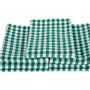 Toalla de cocina con patrón de rayas de Golf de 100% algodón, secado rápido y sostenible para uso doméstico, técnicas tejidas a cuadros azules - Product Image 1