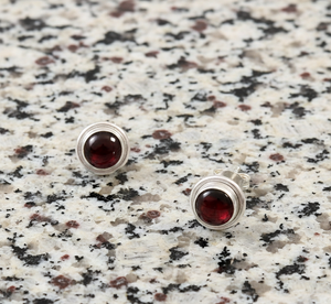 <b>Women's</b> 925 Sterling <b>Silver</b> Gold Plated Bohemian Style Bezel Setting Garnet Gemstone <b>Stud</b> <b>Earrings</b> <b>for</b> Party & Gift - Product Image 5
