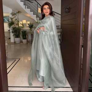 Farshi Shalwar ชุดเดรสผ้าไหมปักด้วยมือ, ชุดเดรสดั้งเดิมของปากีสถานเสื้อผ้าชนเผ่าแฟชั่นวัฒนธรรมชาลวาร์ Kameez - Product Image 5