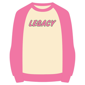 เสื้อสเวตเชิ้ตแขนแร็กแลน คอกลม สไตล์นิวทรัล เลกาซี สำหรับสตรี สีชมพูและสีเขียว ชุดนักศึกษาหญิง ชุดพี่น้องนักศึกษาหญิง ชุดนักเรียนหญิงกรีก - Product Image 1