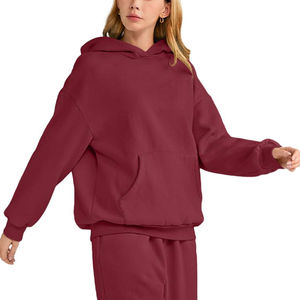 New Stylish Cotton Women's Hoodies Oversized <b>Drop</b> Shoulder Streetwear Top Top Manufacturer for High Quality Women's Hoodies - Product Image 4