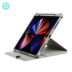 Roiskin capa giratória para tablet, à prova de choque, capa de couro para ipad pro 360, dobrável, 12.9