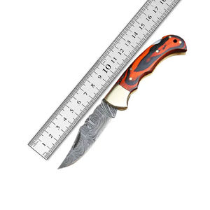 Couteau de poche pliant personnalisé en acier Damas, motif personnalisable, avec garantie de 3 ans pour le camping en plein air - Product Image 1