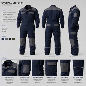 Combinaison de travail personnalisée respirante et ignifuge, uniforme de soudage en polyester à séchage rapide pour mécanicien automobile - Product Image 3