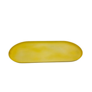 Plateau ovale de service en fer plateaux de rangement de couleur de texture jaune pour la décoration de restaurant et de table en vrac fait à la main - Product Image 1