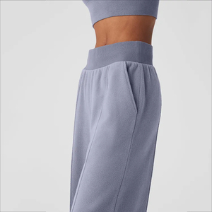 Moda último entrenamiento cintura alta dolor suelto pierna ancha gimnasio suave Joggers moda Boot-Cut pantalones de chándal para mujeres corriendo a granel - Product Image 3