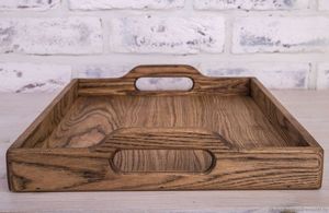 Plateau de service fait à la main avec poignées, plateau de petit déjeuner en bambou plateaux en bois plateau de service décoratif pour manger - Product Image 4