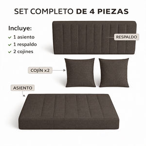 Ensemble de 4 coussins de palettes d'extérieur en tissu durable 120x80 + 120x50 cm pour canapé de jardin, 12 cm d'épaisseur, housse amovible, mobilier de patio - Product Image 5