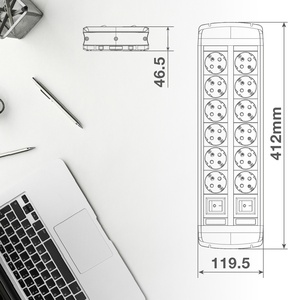 Base multipla 6+6T +2 interruttori 1,4m nera (GSC 100000013) - Product Image 3
