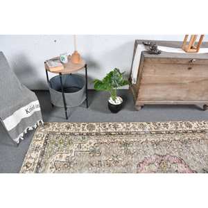 พรมทอสไตล์ตุรกี4.8วินเทจสีเบจและสีเขียวพรมขนสัตว์แบนพร้อมยางรองสำหรับตกแต่งห้องนั่งเล่น - Product Image 3