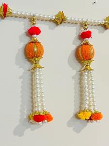 Pompom Pearl Tassel Toran Flower <b>Door</b> Hanging Decor <b>for</b> Home Banadrwal Pompom <b>Door</b> Hanging Decor Diwali Christmas Temple Decor - Product Image 5