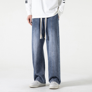 กางเกงยีนส์ขายาวสำหรับผู้ชายกางเกงเอวสูงปานกลางแบบลำลองผ้ายืดสำหรับฤดูร้อน - Product Image 3